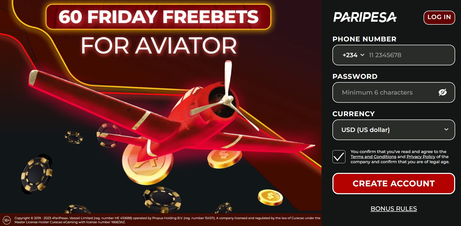 Paripesa Nigeria Free Spins on Aviator